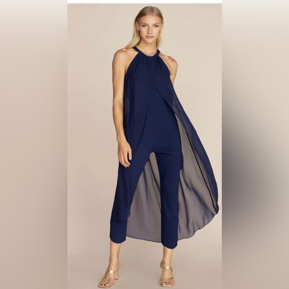 Trina Turk Park Blue Jumpsuit with Cape Overlay - New With Tags!